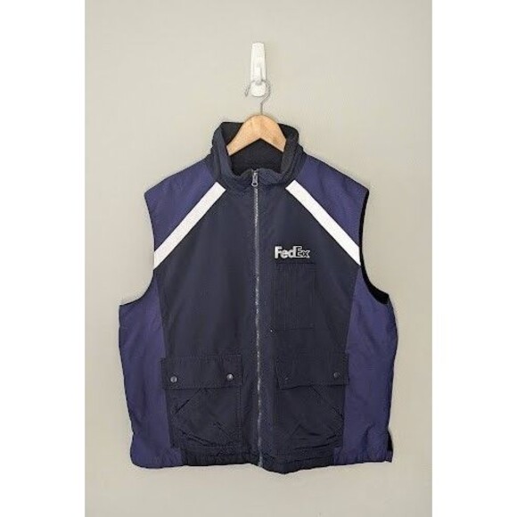 FedEx Vest Stan Herman Navy Blue Purple Reflective Water Resistant Uniform RGXXL - Picture 1 of 4
